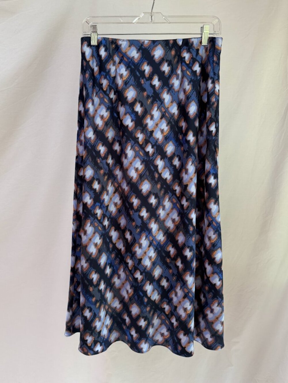 NIC+ZOE Blue & Orange Modern Abstract Pattern Maxi Skirt Size Medium